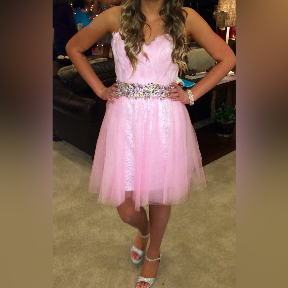 Alyce Paris Pink Kids Dress with Sparkling Waist